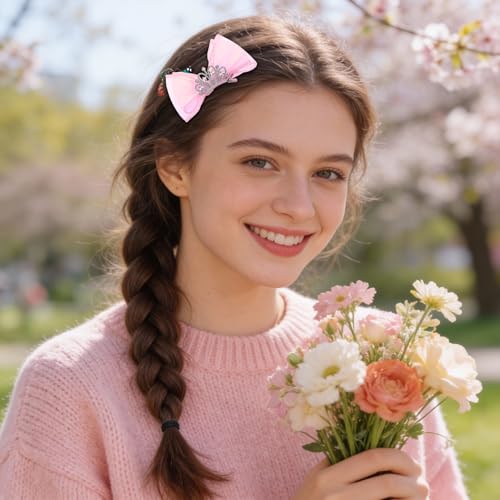 Ymapinc Butterfly Bow Tulle Crown Hair Clips 2Pcs Metal Snap Pins