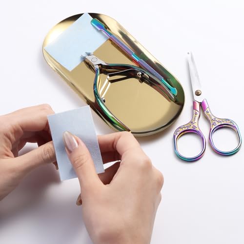 FSpronail Gold Stainless Steel Oval Nail Art Storage Tray & Jewelry Holder
