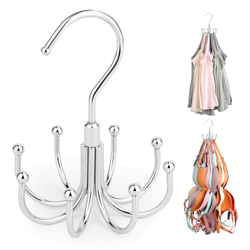 ZEDODIER Tank Top and Bra Hanger, 24-Garment Rotating Closet Organizer - Silver