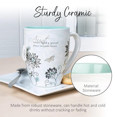 20 oz Auntie Coffee Mug - Heartfelt Floral Design for Aunts - Microwave & Dishwasher Safe - Multicolor