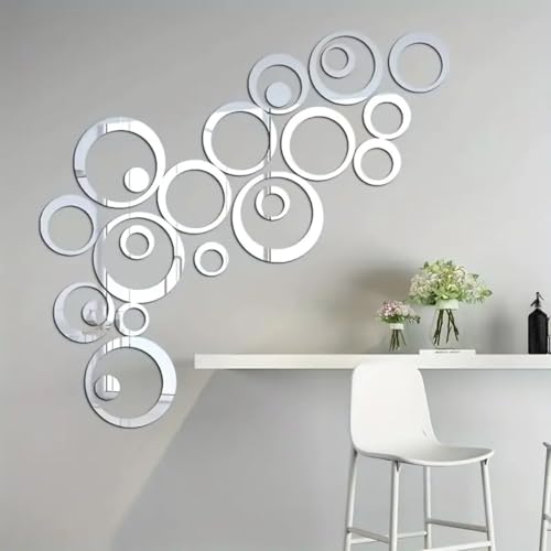 32-Piece Removable Circle Mirror Stickers for Home Decor