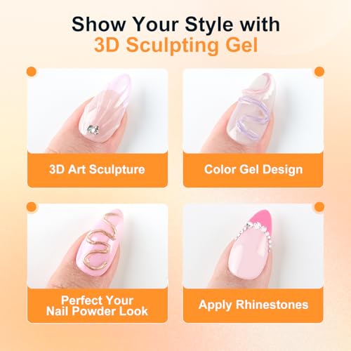 JODSONE Clear 3D Nail Sculpting Gel - 15g No Wipe Texture Molding Gel