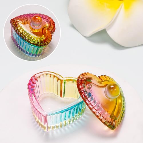 MOIBASE Heart-Shaped Glass Dappen Dish with Lid for Acrylic Liquid Powder