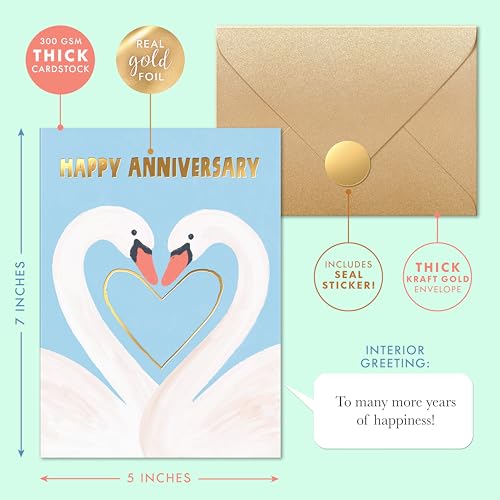 Elegant Gold Foil Anniversary Card – 5"x7" Premium Cardstock