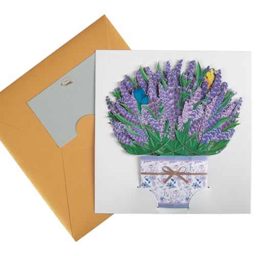 3D Lavender Flower Bouquet Pop-Up Greeting Card for All Occasions