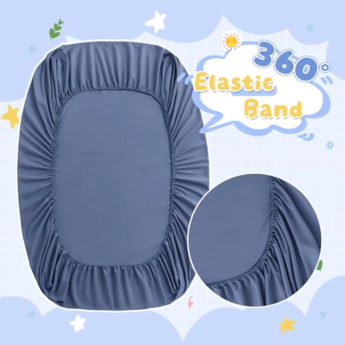 Dusty Blue Kids Air Mattress Fitted Sheet, 34.5x62x7 Inch