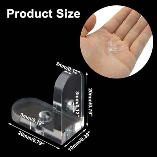 20 Pack Clear Acrylic L Brackets for Corner Support