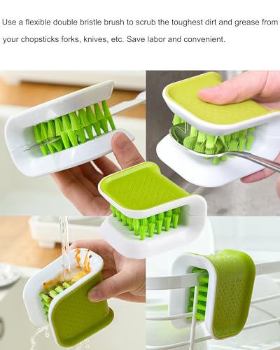 YQBOOM Green Knife Cleaning Brush - Double-Sided Utensil Cleaner