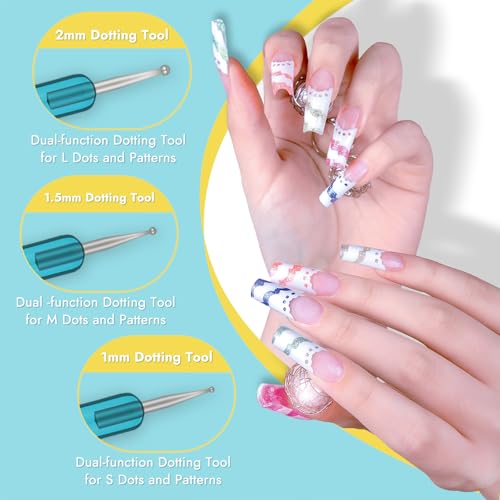 Finea Nail Art Brushes and Dotting Tools Set - 6pcs Gel Polish Liner Brushes