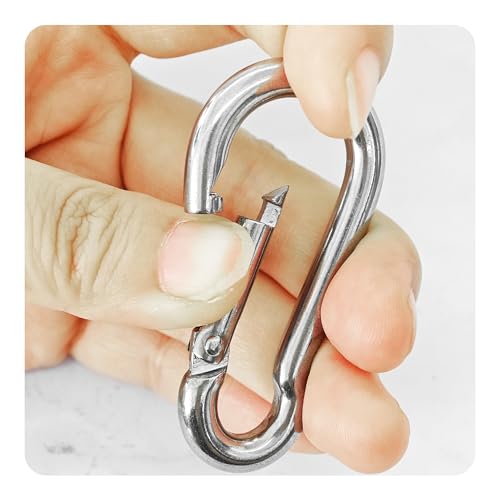 10PCS M6 Spring Snap Hooks, 2.38 Inch 304 Stainless Steel Quick Link Carabiners, Secure Locking Clips for Outdoor Activities, Hammock Setup, Dog Leash & Keychain Connection