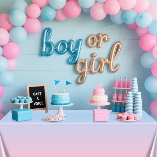 Pink and Blue Gender Reveal Tablecloths - 4 Pack Disposable Party Covers
