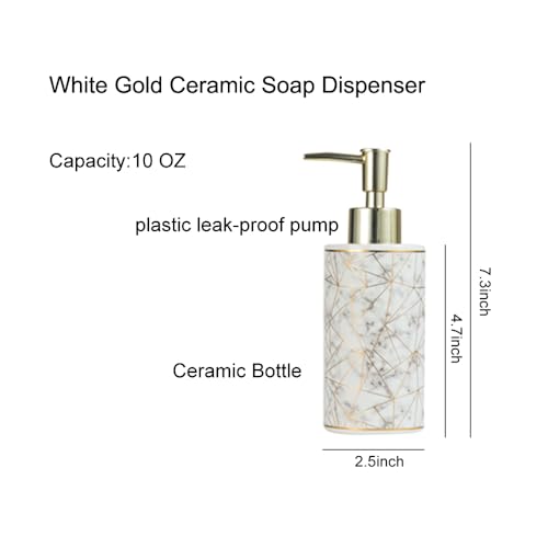 AORTULL Ceramic Soap Dispenser for Bathroom & Kitchen - Gold