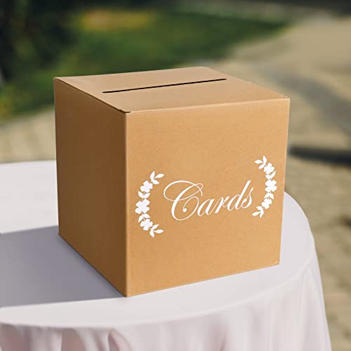 Kraft Wedding Card Box - Rustic Reception Gift Card Holder - 7.9"