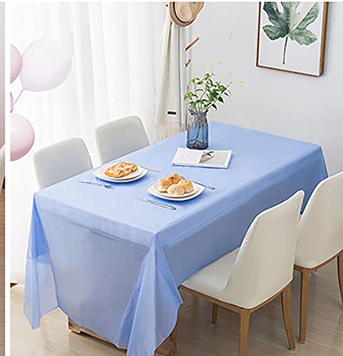 Disposable Blue Plastic Tablecloths - 2 Pack, 108x54 Inch