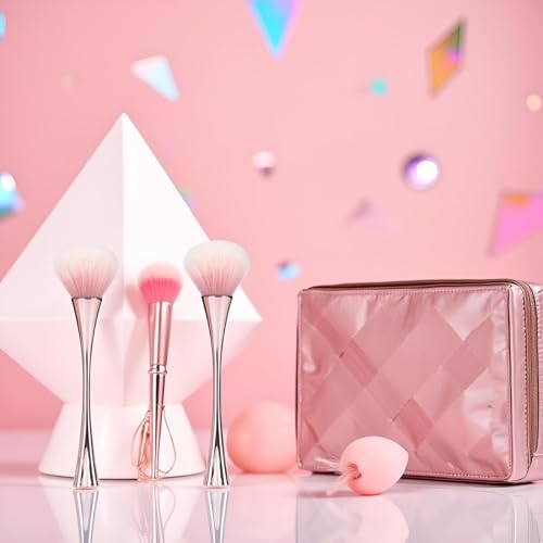 2Pcs Rose Gold Nail Art Dust Remover Brush Soft Bristles Manicure Tool
