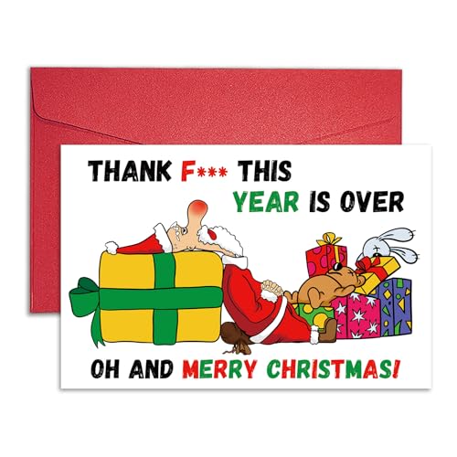 Funny Tired Santa Christmas Card - Sarcastic Holiday Greeting Card