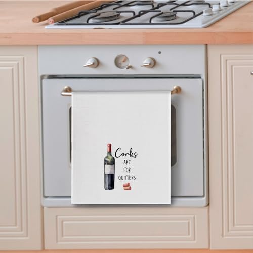 Corks are for Quitters Funny Wine Kitchen Towels - Wine001, 16x24