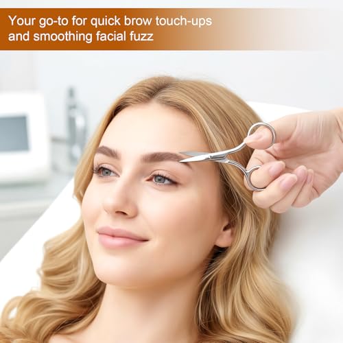 2-Pack Small Precision Grooming Scissors - Stainless Steel Straight Tip for Eyebrows, Beard & Facial Hair