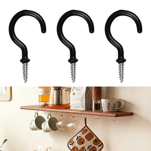 5 Pack Vinyl Coated Ceiling Hooks - 1.25 Inch Screw-in Mug Hooks
