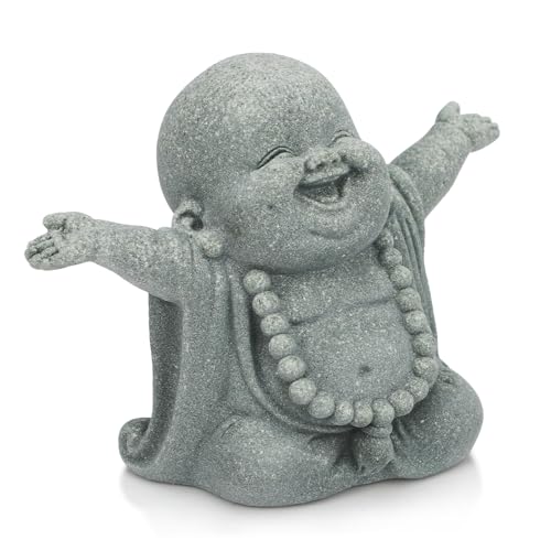 Laughing Buddha Statue - Natural Sandstone Zen Decor for Home & Office