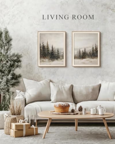 Silent Forest Framed Christmas Pine Forest Wall Art Set 16x20 inch