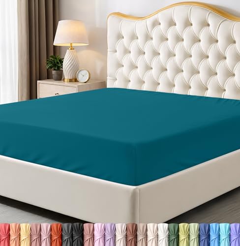 Queen Fitted Sheet - Ultra Soft Denim Blue, 15 Inch Deep Pocket