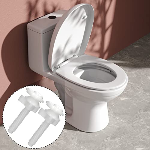 Sankoly 2 Pack Plastic Toilet Seat Hinge Bolts with Nuts & Washers - Easy Replacement