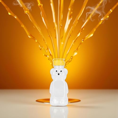 8 Oz Plastic Bear Honey Bottle Squeeze Dispenser with Flip-Top Lid