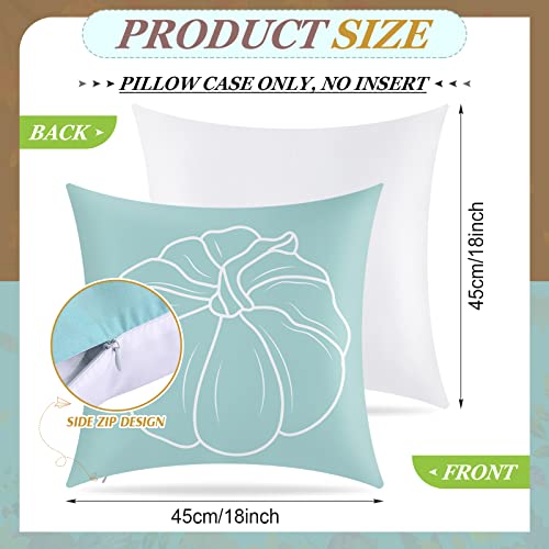 Yexiya 9-Piece Light Blue Fall Pumpkin Pillow Covers 18x18