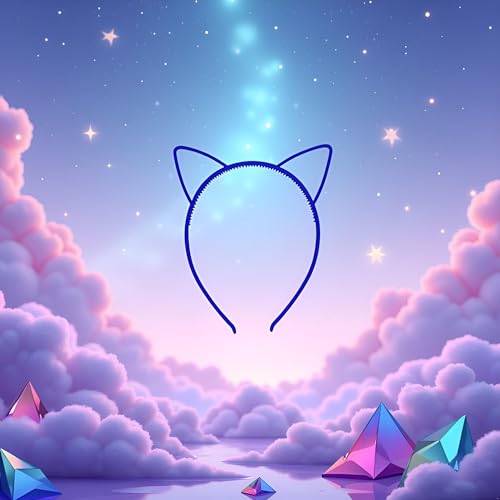 Blue Plastic Cat Ears Headband 2-Piece Set for Women