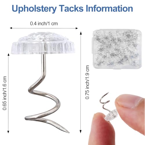 60 Pcs Upholstery Tacks with Clear Heads for Slipcovers & Furniture