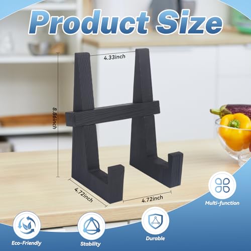 DEBETOOL 8.8 Inch Solid Wood Plate Stand for Display & Storage