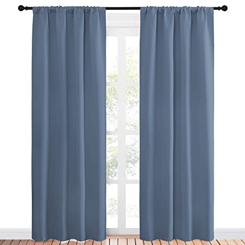 NICETOWN Stone Blue Blackout Curtains, 42"W x 84"L, Set of 2