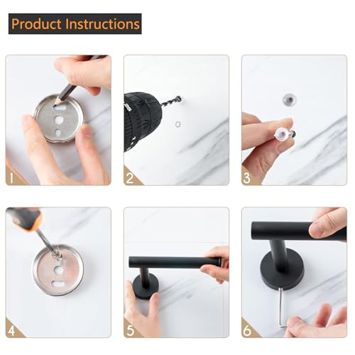 Matte Black Toilet Paper Holder Wall Mount - 1 PCS Stainless Steel