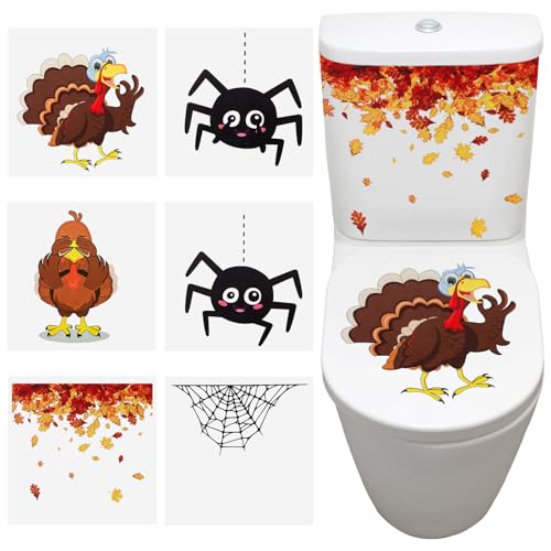 Thanksgiving Toilet Seat Stickers - 6 Pcs Fall Designs