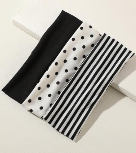 Huachi Polka Dot & Striped Headbands for Women 3-Pack Soft Non-Slip Hair Bands