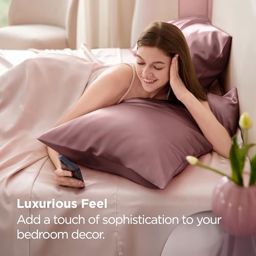 Bedsure Satin Pillowcase Set of 2 - Standard Size, Nostalgia Rose