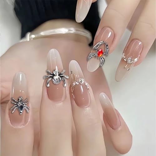 36 Pcs 3D Halloween Spider Nail Charms Rhinestones Metal Alloy Jewelry