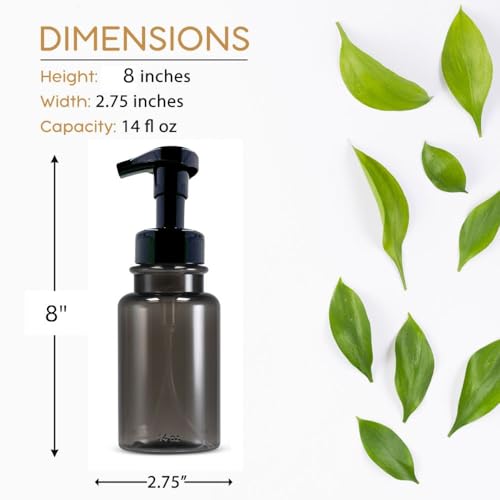 Bottiful Home 14 oz Foaming Soap Dispenser - Durable PET Plastic (Gray/Black)