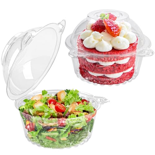 NPLUX 50 Pack Plastic Cupcake Containers with Deep Dome Design