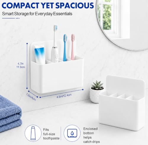 AgePlace White Magnetic Toothbrush Holder, 2 Pack for Cruise Cabins