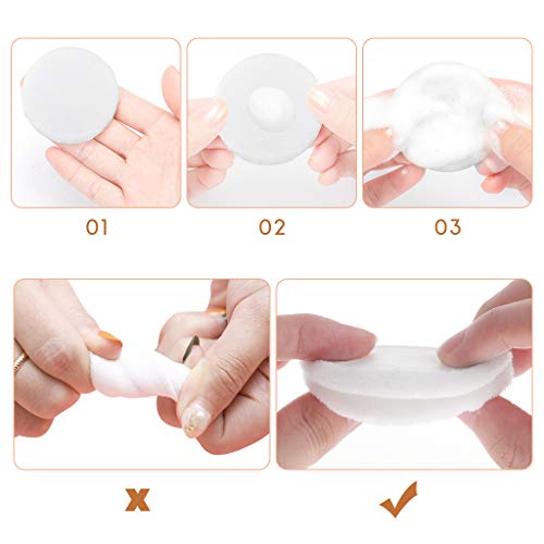 JimKing 5x Cotton Round Makeup Powder Puffs with Ribbon, Orange 3.15 Inch