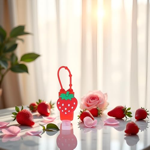 WaigN Strawberry Travel Bottle Refillable Hand Sanitizer Dispenser with Keychain