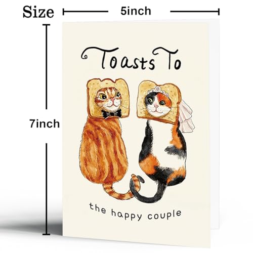 Funny Wedding Card for Bride and Groom - Cute Cat Toast Design (ZC-019)