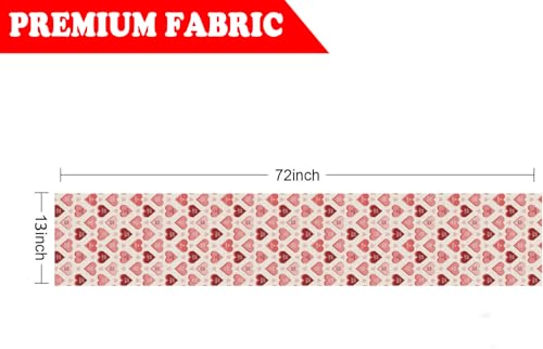 Valentine's Day Table Runner - Heart Design, 13 x 72 in Polyester