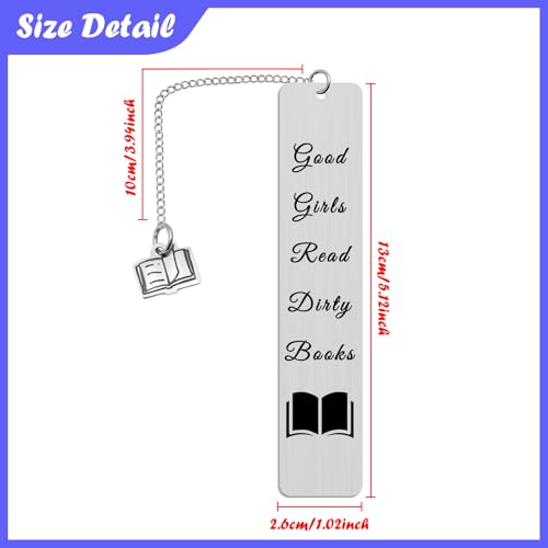 Dabihu Funny Metal Bookmark for Book Lovers and Women, Stainless Steel Bookworm Gift with Velvet Pouch