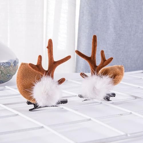 Christmas Reindeer Antlers Hair Clips 4 Pairs Deer Ears Barrettes