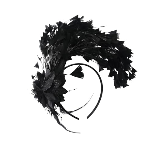Qiknird Black Flower Fascinator Headband Gothic Hair Accessory