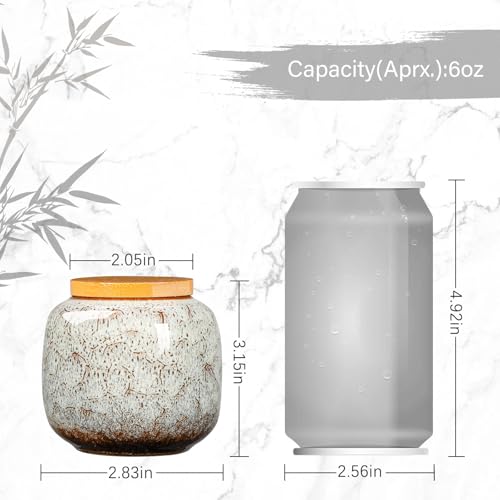 6oz Ceramic Tea Canister with Airtight Wooden Lid - Flambe Glaze