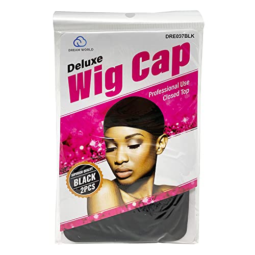 Dream Deluxe Spandex Wig Cap Black 2-Pack